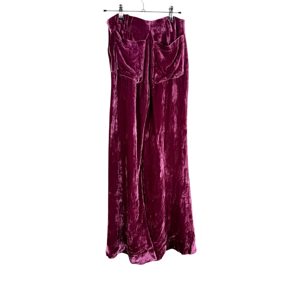 Alix of Bohemia Charlie Plum Velvet Wide-Leg Pants - Picture 3 of 11